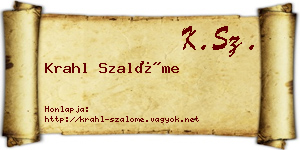 Krahl Szalóme névjegykártya